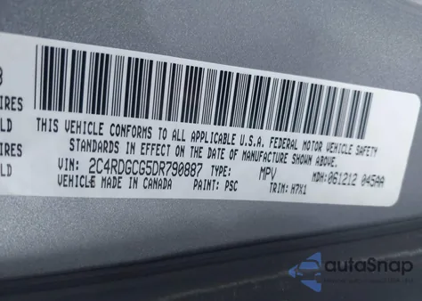 2013 Dodge Grand Caravan Sxt from USA, damaged, VIN 2C4RDGCG5DR790887